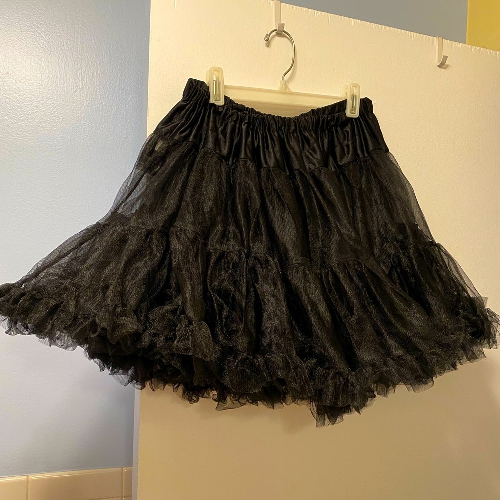 Vintage black slip puffy skirt